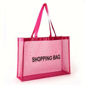 Bolsa de Mano de Malla de Nailon Reutilizable con Asas Impresas para Compras, Regalos o Playa, con Logotipo Personalizado - Product Image 1