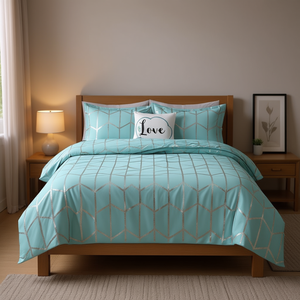 Ensemble de couette imprimé métallique 4 pièces, literie moderne, décoration de la maison, taille Queen - Product Image 2