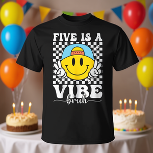 Camiseta Five Is A Vibe para niños y niñas de 5 años, camiseta Groovy Boy Girl - Product Image 3