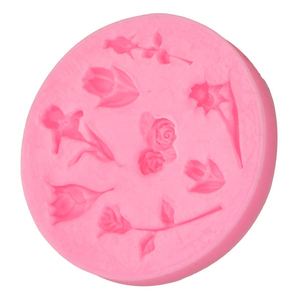 Moldes de Silicona para Decoración de Pasteles y Fondant, Diseño 3D Redondo con Flores, Hojas y Rosas - Product Image 4