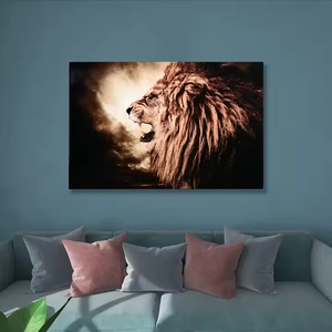 لوحة زجاجية مخصصة بالجملة بتصميم أسد ثلاثي الأبعاد، فن حديث للتعليق على الجدران الأفقية، فن B&C، لوحة مستطيلة للعام الجديد مقاس 40×60-80×120 - Product Image 3