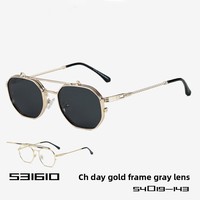 S31610 Nouveauté usine Lunettes de soleil unisexe en métal à monture intégrale, style rétro punk, petite monture, avec verres polarisés UV400 et compatibles avec les verres de prescription