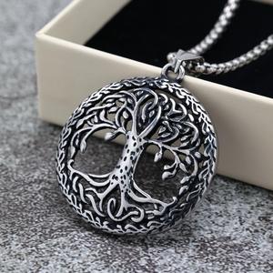 Colgante Vintage de Acero Inoxidable Árbol de la Vida, Collar Unisex con Diseño Hueco, Amuleto para Uso Diario - Product Image 2