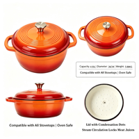 Cocotte en fonte émaillée avec couvercle, résistante au four, pour la cuisson du pain, le braisage, les ragoûts et la rôtisserie