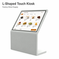 Kiosco con Pantalla Táctil en Forma de L de 32-55 Pulgadas, Señalización Digital Interactiva con Soporte de Piso, Android Windows CMS, Animación Interior, 1 Año de Garantía