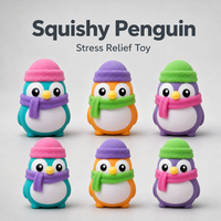 Jouets Squishy Pingouin en Mousse à Rebond Lent, Mignons, 3 Styles, avec Bonnet et Écharpe Tricotés, pour Bureau et Détente