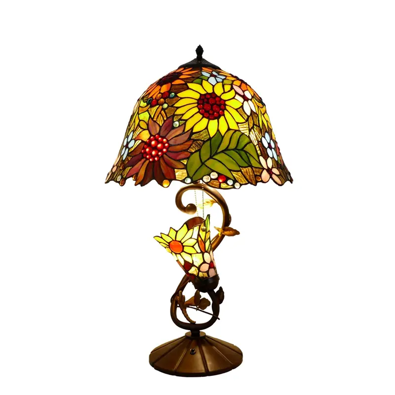 Tiffany Lamp Hart En Kralen Stijl Gebrandschilderd Glas Tafellamp Antiek Bureau Leeslicht Decor