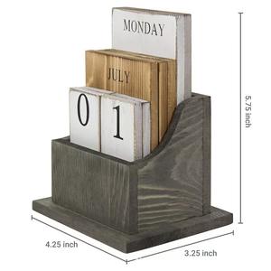 Lingyue Wooden Table <b>Calendar</b> 4.25x3.25x5.75 Inch Desktop Decorative Organizer For Home Office Use - Product Image 1