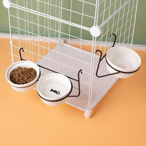 Ceramic <b>Cat</b> Bowl Hanging Pet Feeder For <b>Cage</b> Mounted Use With Anti Tipping Design - Product Image 2