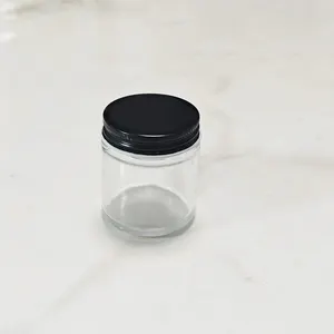 1 Oz Straight Sided Glass Jars With Black Metal Lid