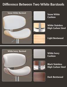 आधुनिक पु चमड़े के स्विचवेल बार मल सेट 2 समायोज्य बेंटवुड काउंटर बार्स्टमल ब्लैक फुटरेस्ट वापस रसोई भोजन के लिए - Product Image 6