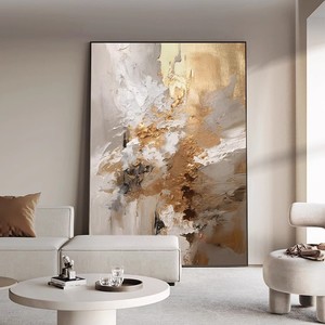 Pintura al óleo abstracta moderna sobre lienzo, marco rectangular negro, arte decorativo dibujado a mano para sala de estar, pared de entrada - Product Image 3