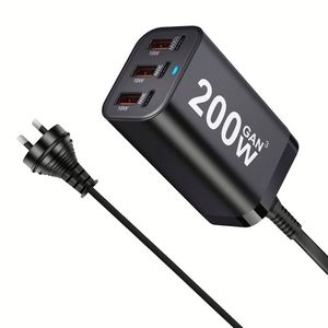 Chargeur GaN multiport 200W 3C3A Type C PD 100W Super Fast Charging Power Charger Station pour téléphone portable pour ordinateur portable - Product Image 4