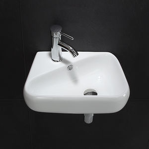Lavabo mural en céramique blanche haut de gamme de nouvelle conception, lavabo de salle de bain mural oblique de luxe - Product Image 1