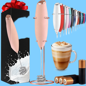 Frullino per Latte con Tre Fruste e Corpo in Plastica, Funziona con <span class=keywords><strong>4</strong></span> Batterie <span class=keywords><strong>Duracell</strong></span>, Montalatte Portatile per Caffè - Product Image 1