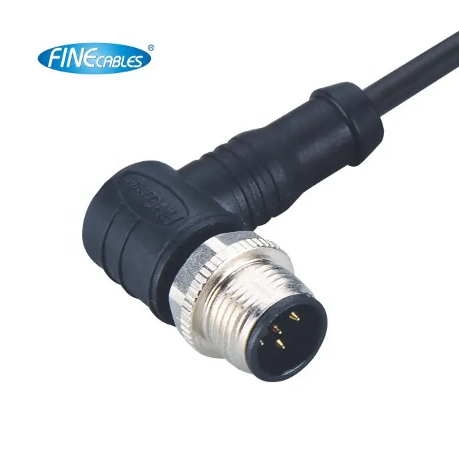 Finecables conector de ângulo reto à prova d' água, código b 3 4 5 pinos profibus m12