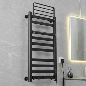 Échelle de température réglable noire moderne Séchage électrique en aluminium Salle de bain Toilette Chauffante Porte-serviettes Sèche-serviettes Chauffant Porte-serviettes - Product Image 4