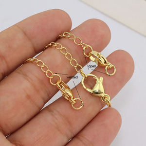 18K Gold Plated Brass <strong>Jewelry</strong> Making Findings Set 5cm Extension Chains with <strong>Lobster</strong> Clasps Necklace &amp; Bracelet Tail Extender - Product Image 2