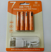 Baterai lithium isi ulang AAA 1.5V, 2 buah per set, dengan port pengisian daya USB Tipe C dan kabel USB termasuk.
