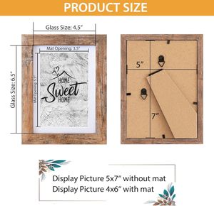 Khung ảnh gỗ 5x7: Tấm mica vỡ, màn hình 4x6 với thảm, tường/mặt bàn (Ngang/Dọc) - Product Image 6