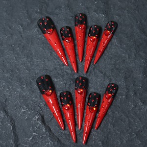 Precio de fábrica al por mayor, uñas postizas de cobertura completa con gotas de agua largas, uñas acrílicas de lujo hechas a mano con diseño de estrella y mariposa. - Product Image 6