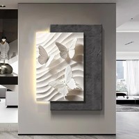 Peinture décorative en grès tridimensionnelle pour hall d'entrée, texture verticale, peinture murale suspendue pour le bout du couloir, murale légère