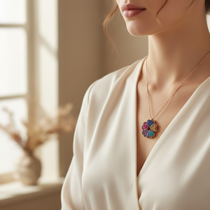 Cinq coeurs Design coloré Zircon pierre pendentif turc en gros fait à la main 925 bijoux en argent Sterling - Product Image 2