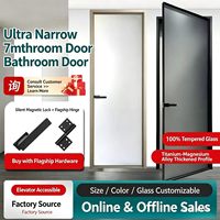 Nouvelles portes battantes en verre en alliage titane-magnésium de la série 2.0, minimalistes, avec revêtement double face pour salles de bain et cuisines
