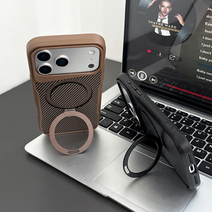 NUEVO Soporte Plegable Desert Gold de <span class=keywords><strong>Fibra</strong></span> de Carbono, Funda Magnética Rígida para iPhone 17 16 15 14 13 12 Pro Max Air - Product Image 2