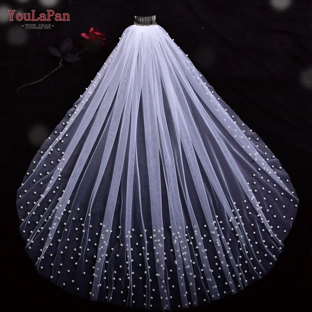 YouLaPan V157 Elegant New Pearl Veil Single Layer With Hair Comb Wedding Veil Custom Various Length Bridal Veil