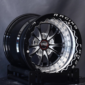 Ruedas de Drag Racing de 15x10 ET 0 5x114.3 5x115, Personalizadas con Beadlocks, de 2 Piezas, Forjadas, en Negro Brillante Fresado, con 10 Radios - Product Image 3