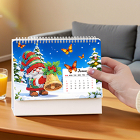 Calendrier de bureau 5D Diamond Painting 2027, kit de bricolage avec stylo de pose et plateau, décoration de maison et de bureau pour le Nouvel An, cadeau de fêtes