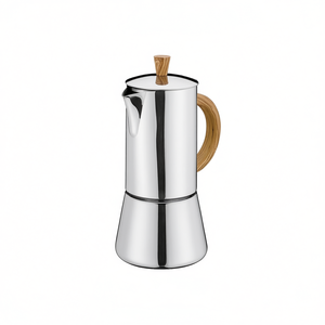 Cafetière à expresso Cilio Figaro 6 tasses en acier inoxydable avec poignée en bois, type Moka - Product Image 2