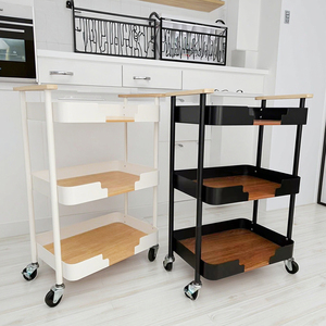 Hiện đại 3-Tier cán lưu trữ giỏ hàng 360 câm bánh xe đa chức năng điện thoại di động giá cho phòng tắm nhà bếp tổ chức bán buôn nhà máy - Product Image 5