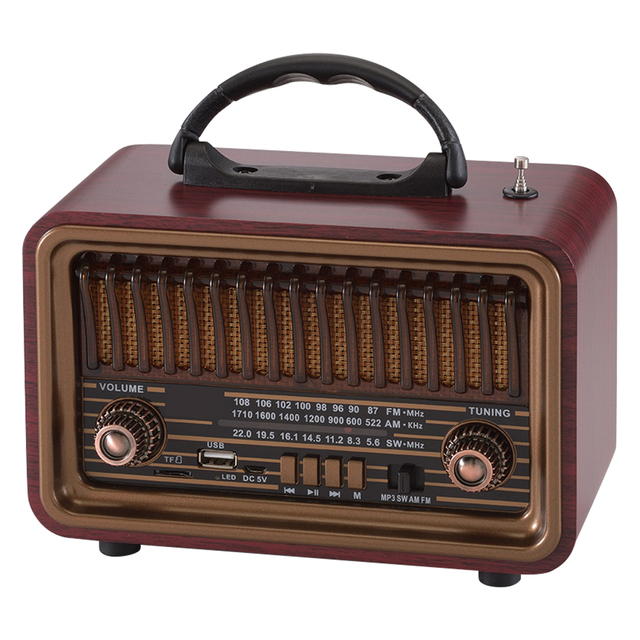 NS-8069BT FM AM SW Radio Receiver Old Style Radio Set Portable Vintage Retro Rechargeable Multi-band Wooden Radio