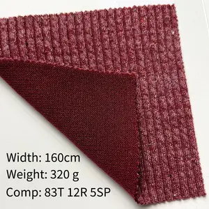 Best Price Solid Breathable 320g 12 Rayon 83 Polyester 5 Spandex Knitted Ribbed Fabric Soft Skin friendly Fabric