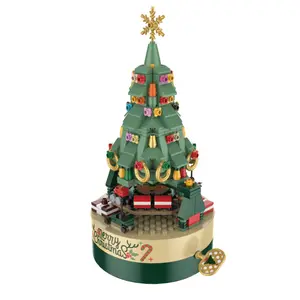 Mutlu noel müzik kutusu Jk1302 noel ağacı iplik müzik kutusu yeni yıl hediye yapı taşları çocuk tuğla oyuncak