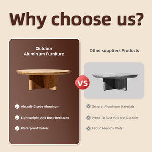 Minimalist Teak Round Coffee Table Close to Ground for Modern Patio <strong>Garden</strong> and Outdoor Lounge <strong>Seating</strong> - Product Image 3