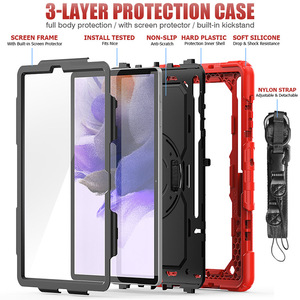 เคสสายคล้องไหล่ซิลิโคนหนาสำหรับแท็บ Samsung <span class=keywords><strong>S7</strong></span> <span class=keywords><strong>FE</strong></span> 12.4 <span class=keywords><strong>T736</strong></span> T730พร้อมช่องใส่ดินสอที่ป้องกันหน้าจอฝาครอบทนทาน - Product Image 4