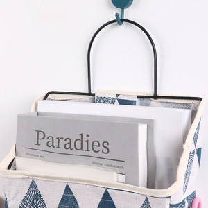 Bolsa de almacenamiento de tela para colgar en la pared, organizador de múltiples bolsillos, material de algodón, sin perforaciones, para uso en oficina, dormitorio y baño - Product Image 2