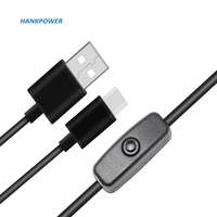 Câble USB 2.0 mâle à mâle C 1m, avec interrupteur marche/arrêt, de type c