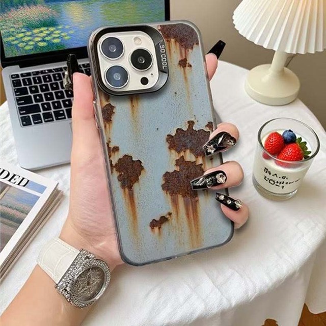 Retro Get Rusty Printing Electroplated Silver Key TPU PC Mobile Phone Cover Case for Iphone Xs 11 12 13 14 15 16 17 18 Pro Max