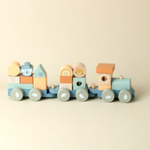 I bambini si accatastano in legno trenino giocattolo in legno Montessori blocchi di costruzione si allenano simpatici <span class=keywords><strong>animali</strong></span> giocattoli impilabili - Product Image 3