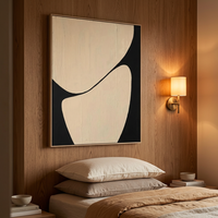 Peinture à l'huile 3D moderne Wabi Sabi à texture épaisse, peinte à la main, abstraite noire et beige, sur toile, taille personnalisable pour chambre à coucher