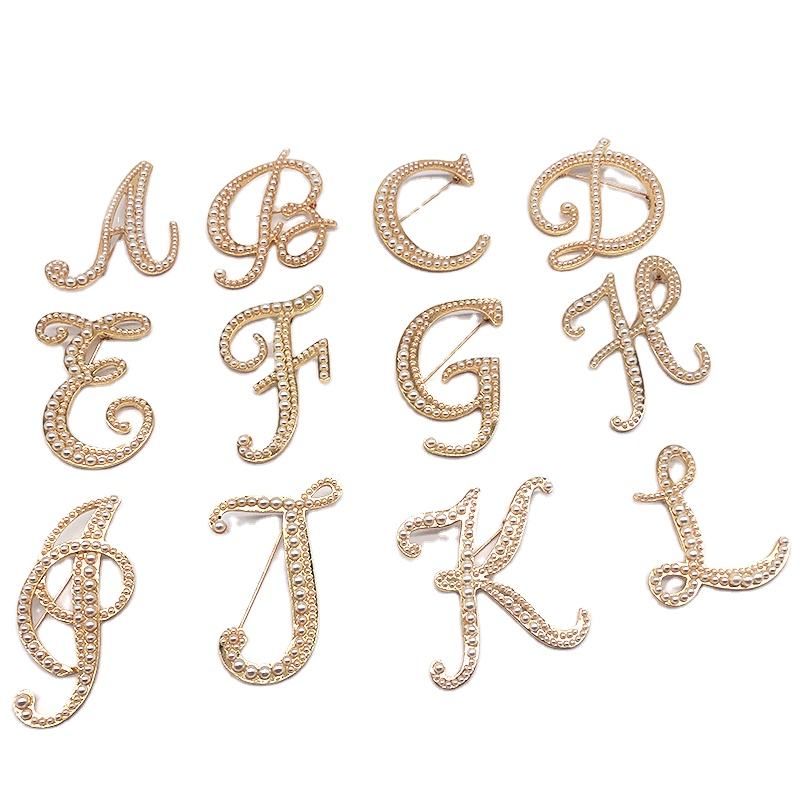 Broche lettres de perles, 3 pièces, lettre A, B, C, D, E, F, G, H, I, J, L, M, N, P, R, S, V goupilles à broche d'alphabet W/Y/Z, pour Costume, à porter sur le Corsage, sur les canaux, 20 pièces