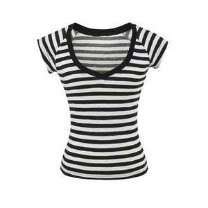 T-shirt à manches courtes col en V pour femme, respirant, extensible dans les quatre sens, coupe ajustée, haut à épaules dénudées, nouveau modèle Pure Desire Spice Basic Joker - Product Image 4