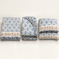 Ensemble de literie 4 pièces en viscose de bambou tissé avec motif imprimé personnalisé, drap et couette pour lit king size, textile de maison