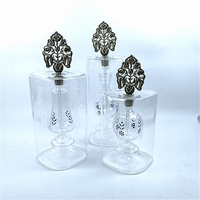 Botella de Perfume de Vidrio Vintage, Hecha a Mano en Fábrica, Botella de Perfume de Vidrio Transparente Artística con Tapones Metálicos
