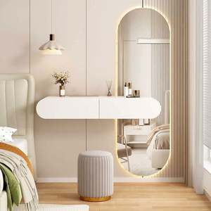 Modern Three-LED Light Mirror <b>Makeup</b> <b>Vanities</b> Intelligent Touch Switching Durable Wood <b>Vanity</b> Dresser Adjustable Storage - Product Image 3
