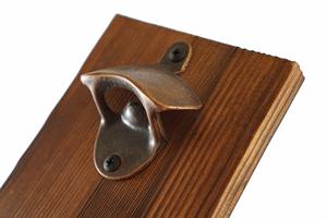 ที่เปิดขวดติดผนังแบบเรียบง่าย Beer <span class=keywords><strong>O</strong></span>'<span class=keywords><strong>Clock</strong></span> พร้อมที่เก็บขวด ทำจากไม้สนสีเข้ม พร้อมที่เปิดขวดโลหะผสมสังกะสี และถังไม้แบบถอดได้ - Product Image 4